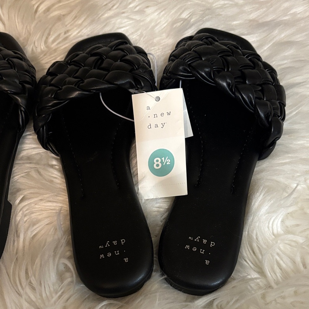 A New Day Women's Braided Black Sandals